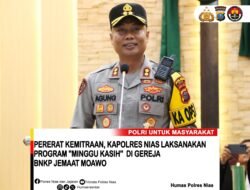 Guna Mempererat Kemitraan, Kapolres Nias Laksanakan Program “Minggu Kasih” Di Gereja Jemaat BNKP MOAWO Gunungsitoli