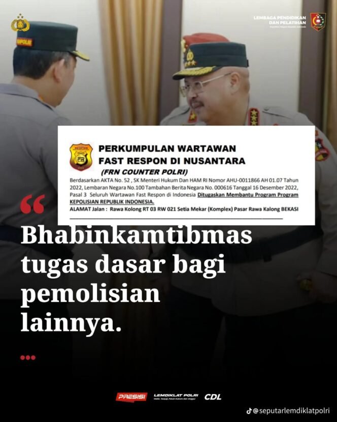
 Perkuat Fungsi Kepolisian, Bhabinkamtibmas Ditegaskan Sebagai Tugas Dasar Pemolisian