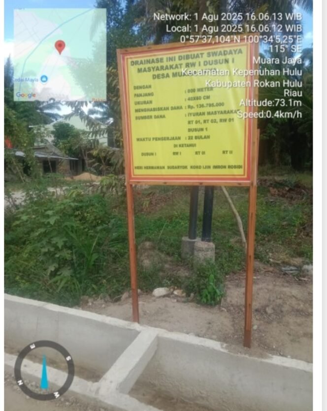 
 Bangun Dranase Swadaya Masyarakat ,Setyono Kades  Muara Jaya Ucapkan Terima Kasih Kepada RT Dan RW
