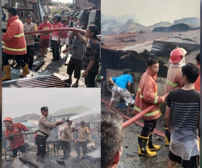 
 Respon Cepat Polsek Serbalawan Evakuasi 140 Pedagang Korban Kebakaran Pajak Baru Serbalawan
