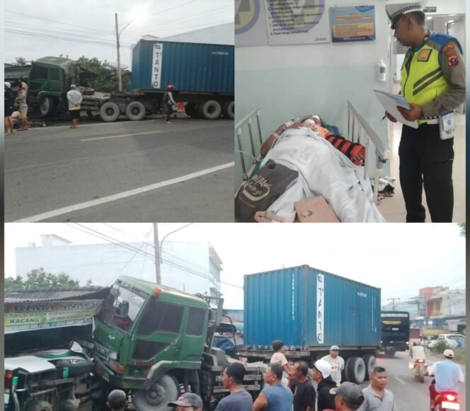 
 Polres Simalungun Tangani Kecelakaan Beruntun Dini Hari: Truk Tabrak Minibus dan Rumah Warga, 7 Korban Luka Ringan