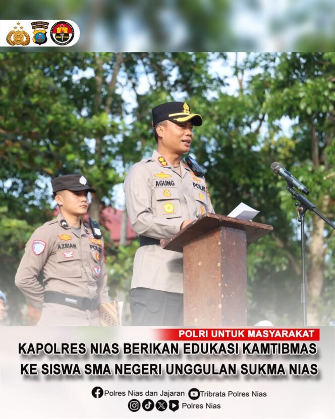
 Kapolres Nias Jadi Pembina Upacara Di SMA Negeri Unggulan Sukma Nias, Sampaikan Pesan Disiplin dan Anti Narkoba