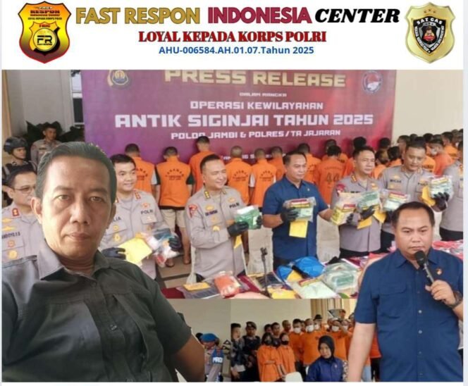 
 Fast Respon Indonesia Center Provinsi Jambi Apresiasi Polda Jambi Keberhasilan Capai Target100 % Operasi Kewilayahan Antik Siginjai 2025
