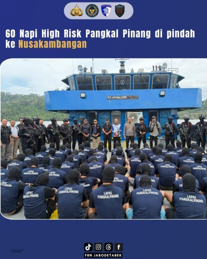 
 Warga Binaan High Risk Pangkal Pinang 60 Orang di Pindahkan Ke Lapas Nusakambangan