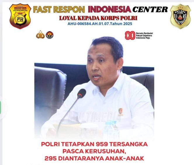 
 Kabareskrim Polri Sampaikan Rilis Data Terbaru Penanganan Hukum Pasca Kerusuhan Agustus 2025 Capai 959 Tersangka, 295 Anak-anak