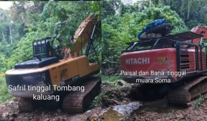 
 Operasi Senyap Mabes Polri di Madina: Dua Excavator PETI Dipasangi Police Line
