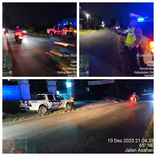 
 Blue Light Patrol Sat Lantas Polres Simalungun Sapu Jalur Malam, Tertibkan Lalu Lintas dan Tekan Aksi Kejahatan Jalanan