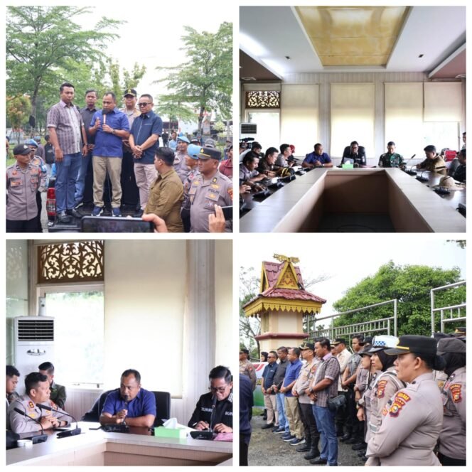 
 Polres Pelalawan melaksanakan  Pengamanan Aksi Unjuk Rasa Aliansi Mahasiswa dan Masyarakat Pelalawan (AMMP) di Kantor DPRD Pelalawan