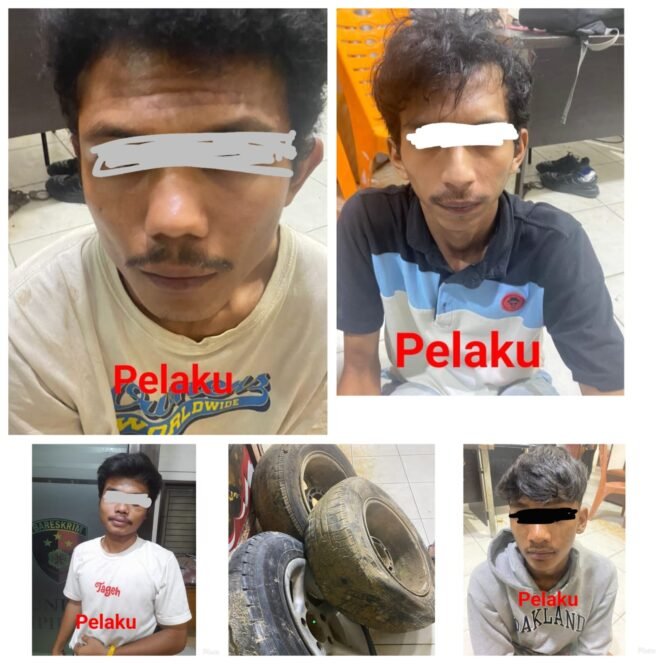 
 Polres Pelalawan Amankan Empat Komplotan Pencuri Ban Mobil