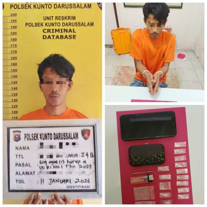 
 Polsek Kunto Darussalam Ungkap Kasus Peredaran Sabu, Sita 9 Paket Siap Edar