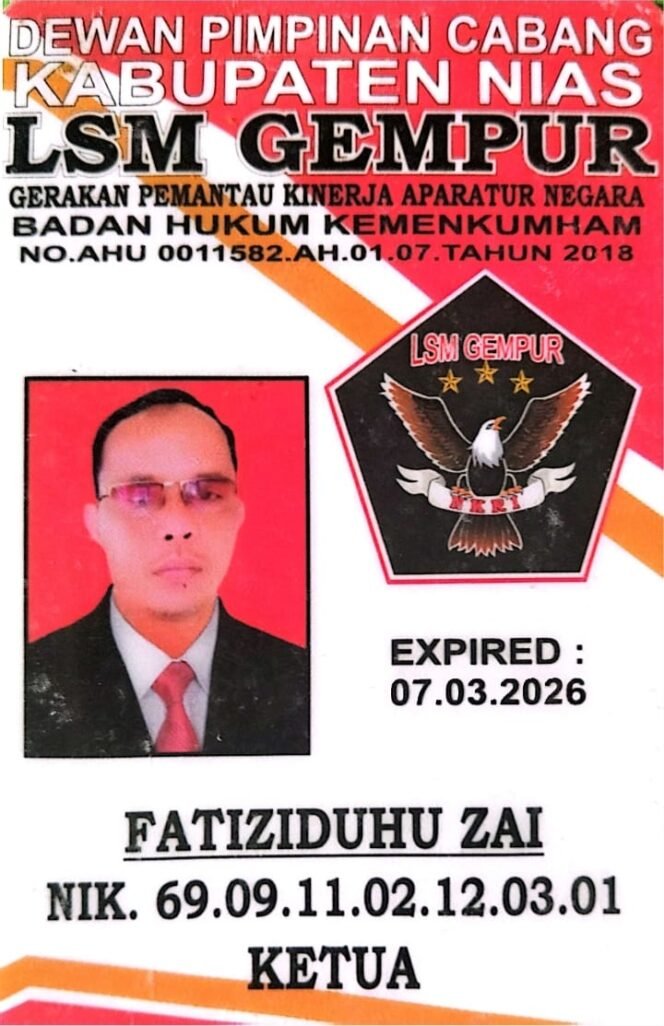 
 DPC LSM Gempur Kabupaten Nias, Apresiasi Atas Pengeledahan Rumah Dinkes Serta PPK Terkait RSUD Pratama Nias