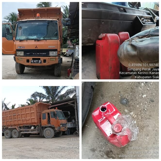 
 Gudang Penimbunan Solar Terbongkar di Jalur 8 Kerinci Kanan, Sopir Truk Fuso Melarikan Diri Saat Didatangi Wartawan