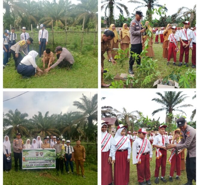 
 Melalui Green Policing, Polsek Pangean dan Gunung Toar Ajak Siswa Jaga Lingkungan