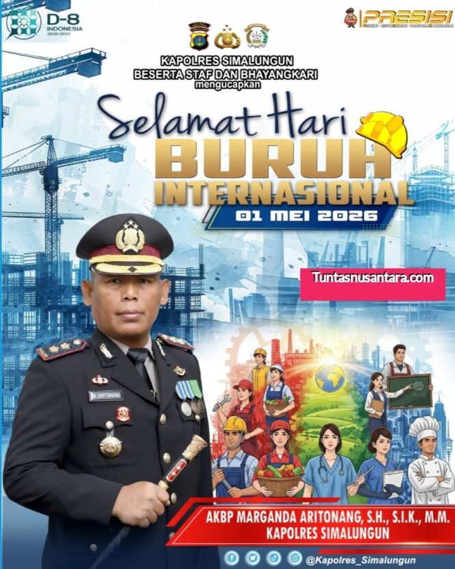 
 Polres Simalungun Ucapkan Selamat Hari Buruh Internasional 2026, Tegaskan Komitmen Jaga Kamtibmas dan Dukung Kesejahteraan Pekerja