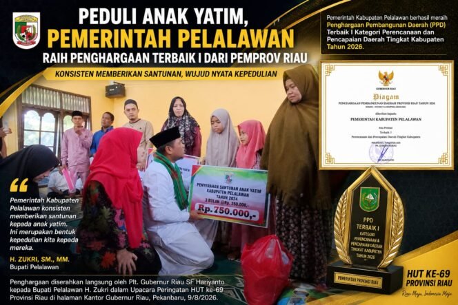 
 Konsisten Santuni Anak Yatim, Pelalawan Diganjar Penghargaan Pembangunan Terbaik I se-Riau