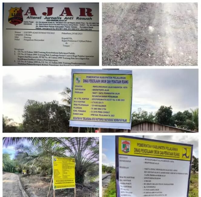 
 Sejak 2023 Tak Kunjung Ditindaklanjuti, AJAR Pertanyakan Laporan Dugaan Markup Proyek Jalan ke Kejari Pelalawan