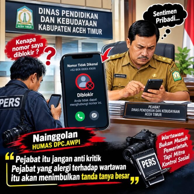 
 Kabid PSD Disdikbud Aceh Timur Diduga Blokir Wartawan, Transparansi Program Revitalisasi Dipertanyakan